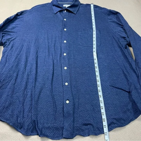 Peter Millar Shirt Mens XXL Blue Diamond Neat Button Down Long Sleeve Cotton - Picture 2 of 8